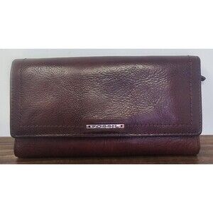 Vintage Fossil Brown Leather Trifold Check Book Credit Card Wallet 7"X4"